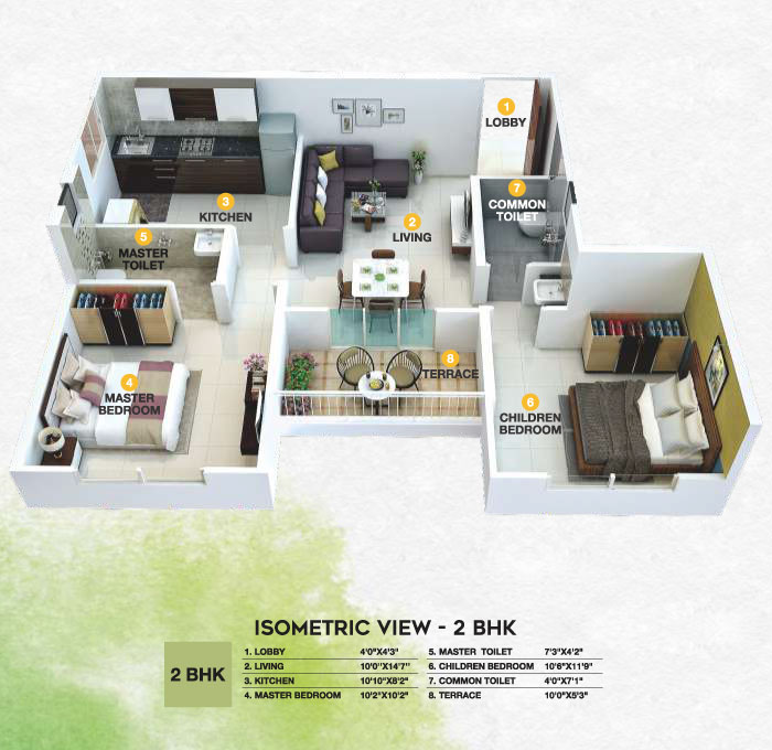 ISOMETRIC VIEW - 2BHK