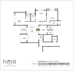 Odd Floor - 101, 301, 501, 701  3BHK Floor Plan