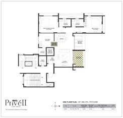 Even Floor - 102, 302, 502, 702  2BHK Floor Plan