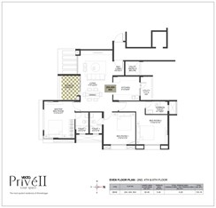 Even Floor - 204, 404, 602 2BHK Floor Plan